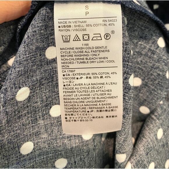 BANANA REPLUBLIC | Navy Blue Polka Dot High Neck Sleeveless Maxi Dress | Small - Picture 6 of 7